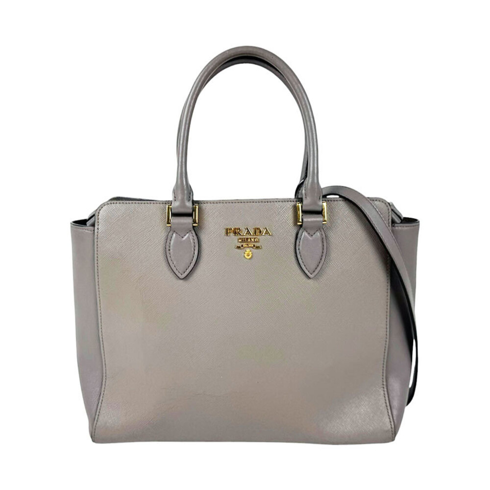Prada PRADA handbag shoulder bag leather greige women's z11138